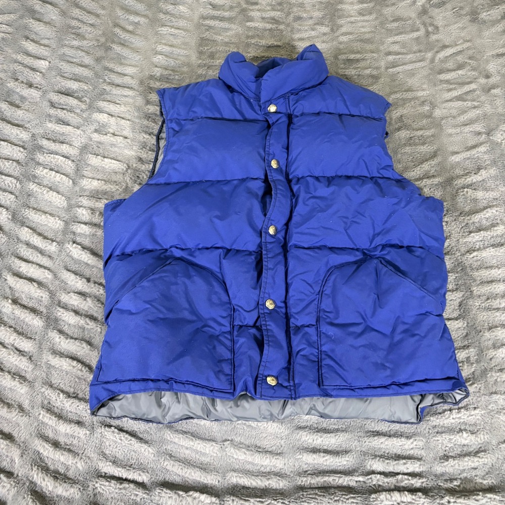 Sierra Designs Vintage Down Puffer Vest Royal Blue Snap Front Medium AT131